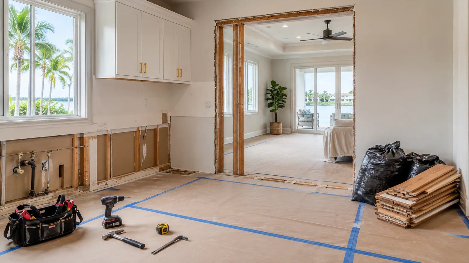 Clean selective demolition prep inside a coastal Florida home