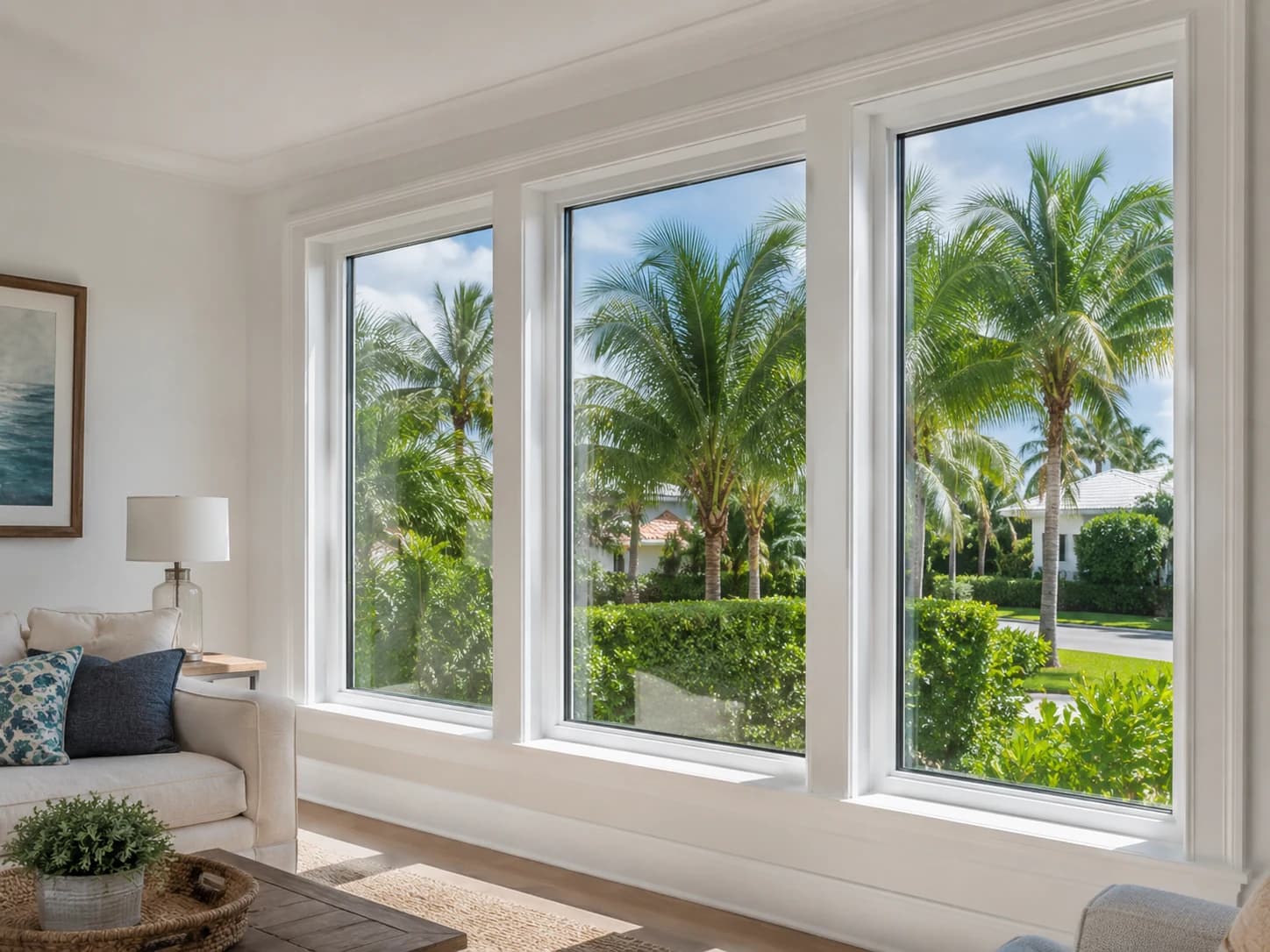 Impact windows in a bright living room